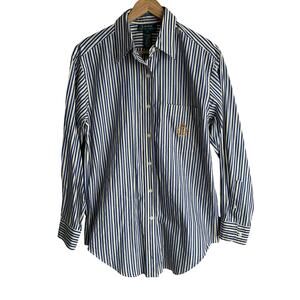Lauren Ralph Lauren Striped Crest Embroidered Cotton Button Up Shirt 4